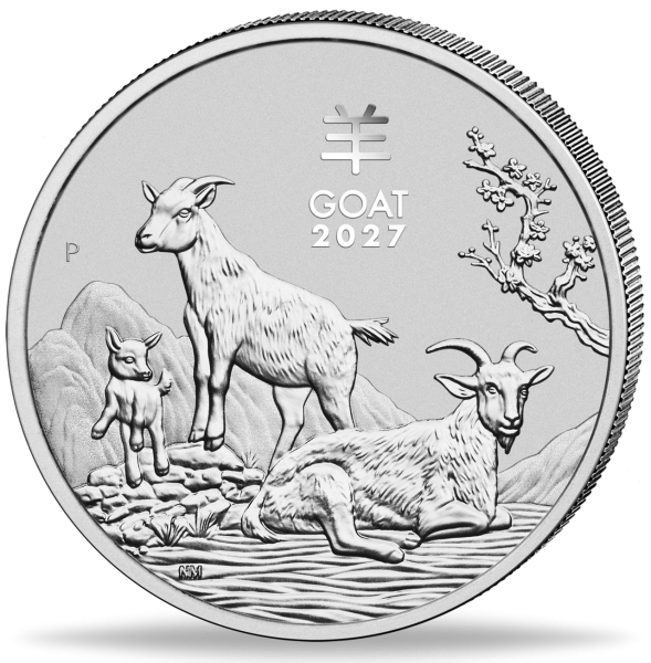 2 Dollar Jahr der Ziege 2 Unzen Silber Lunar III. - Münze Vorderseite
