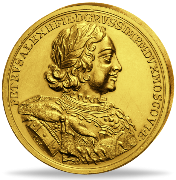 Gold-Gedenkpr. 1710 (geprägt 19.Jh.), a.d. Eroberung der Insel Ösel -Vorderseite