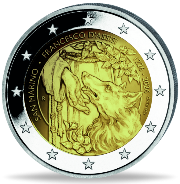 2 Euro Franz von Assisi, 2026, Reverse Proof, Etui - Münze Vorderseite