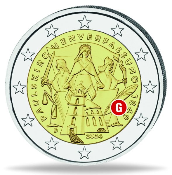 2 Euro, 175 Jahre Paulskirchenverfassung, 2024, G - Münze Vorderseite