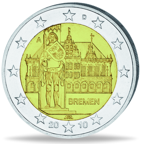 2 Euro Bremer Rathaus mit Roland - Vorderseite Münze