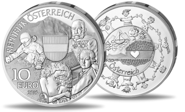 10 Euro Oesterreich - Vorderseite Münze / 10 Euro Oesterreich - Rückseite Münze