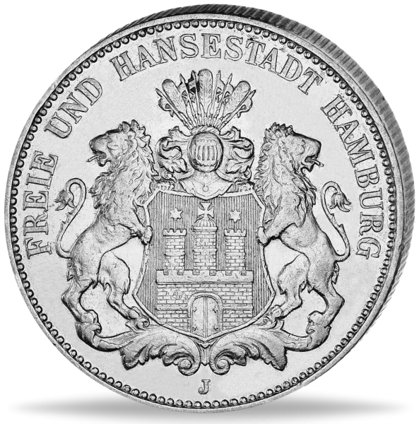2 Mark 1888, Hamburger Stadtwappen - Vorderseite Münze