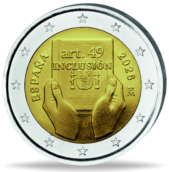 2 Euro Spanien & Behinderung 2026 - Münze Vorderseite