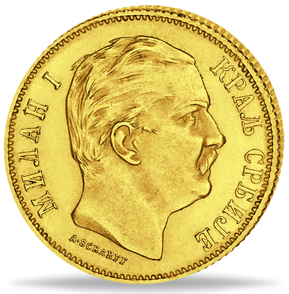 10 Dinar Milan I 1882 - Vorderseite Münze