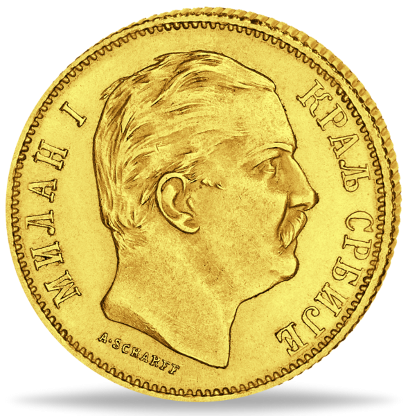 10 Dinar Milan I 1882 - Vorderseite Münze