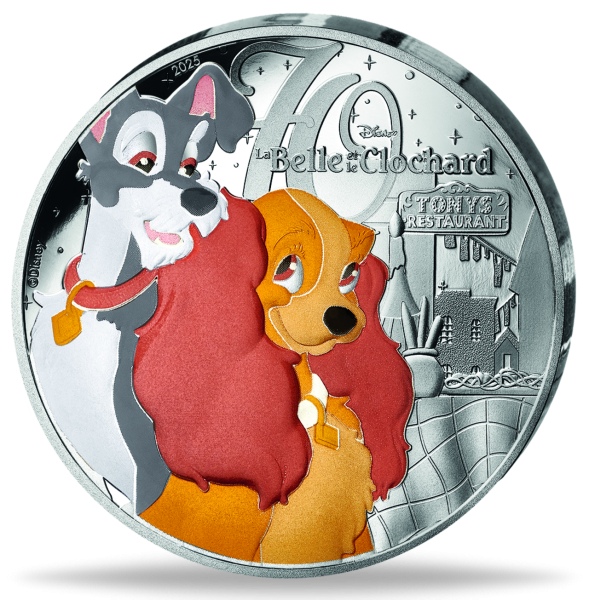 10 Euro Susi und Strolch, 2025, Silber, Farbappli, PP, Etui - Münze Vorderseite