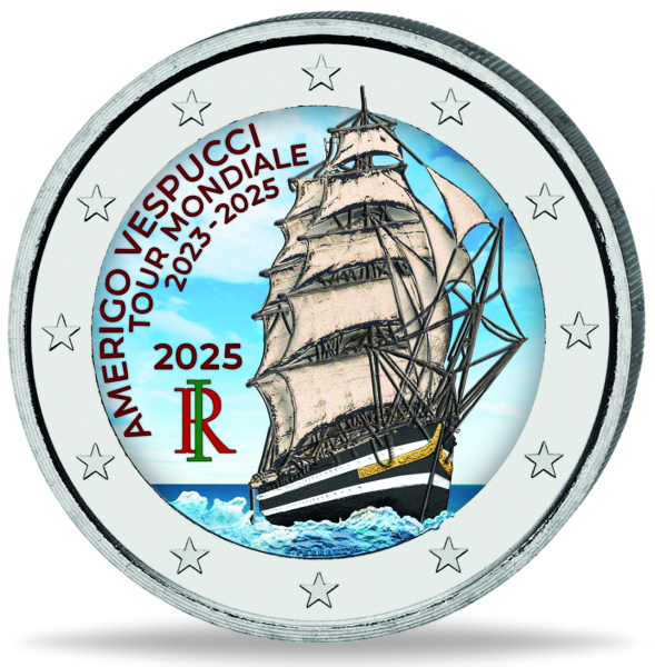2 Euro Weltreise des Segelschulschiffs, 2025, Farbappli. - Münze Vorderseite