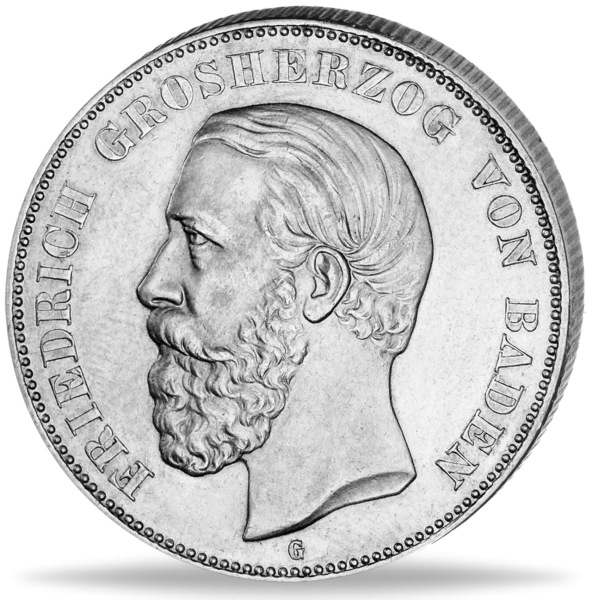 2 Mark 1888, Großherzog Friedrich I. - Vorderseite Münze