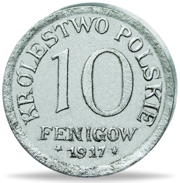 Königreich Polen 10 Fenigow 1917 Vorzüglich Stempelglanz - Münze Vorderseite