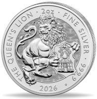 5 Pfund 'Tudor Beast' Queen's Lion 2 Unzen Silber - Münze Vorderseite 5 Pfund 'Tudor Beast' Queen's Lion 2 Unzen Silber - Münze Vorderseite