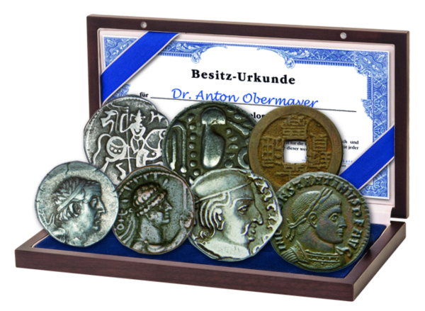 Antike, Kollektion Historische Seidenstraße 7 Münzen - KAssette