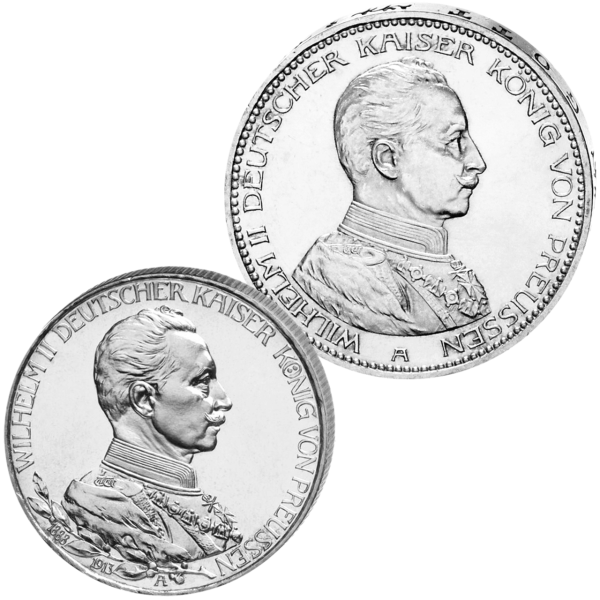 Königreich Preußen, Silber-Satz „Uniform“ (2 Mz.), Kaiser Wilhelm II. (J.111 & 1