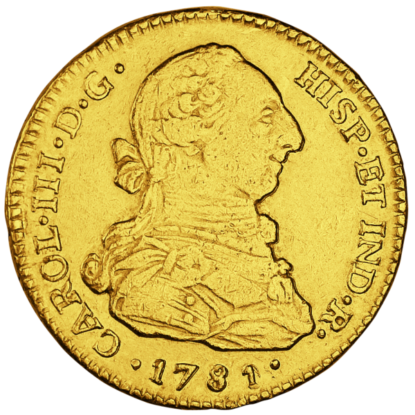 2 Escudos Karl III 1781 - Vorderseite Münze