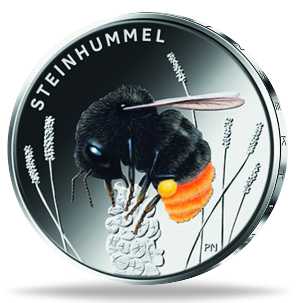 5 Euro Steinhummel, mit Farbapplikation - Münze Vorderseite