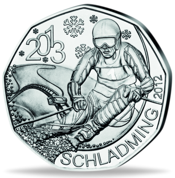 Österreich 5 Euro Alpine Ski WM Schladming 2013 - Münze Vorderseite