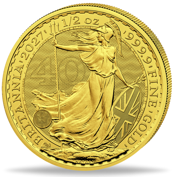 50 Britische Pfund Britannia 1/2 Unze Gold - Münze Vorderseite