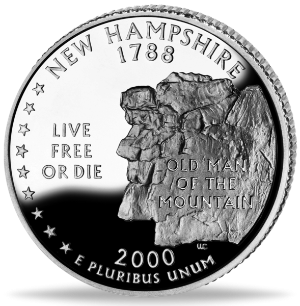 USA, 1/4 $ New Hampshire, State Quarter-Serie, 2000, bfr - Münze Vorderseite