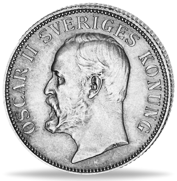 2 Skr. König Oskar II. 1906-1907 - Münze Vorderseite