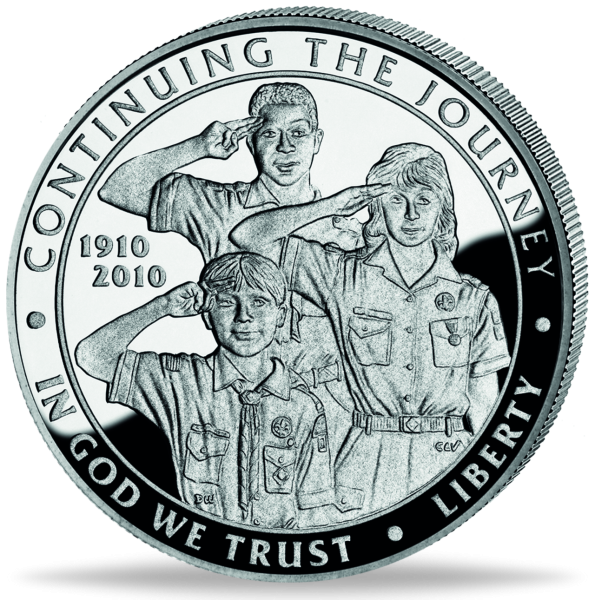 USA, 1 Dollar 100 Jahre Pfadfinder - Boy Scouts, 2010 - Silber - Vorderseite