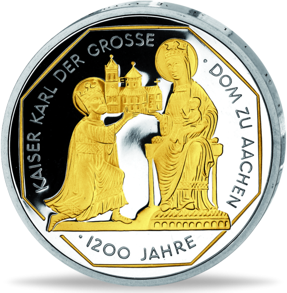 10 DM Karl der Große 24 Karat-Goldveredlung - Münze Vorderseite