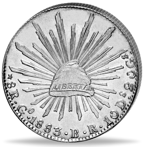 Mexico, 8 Reales 1825-1897, Freiheitsmütze - Silber - Münze Vorderseite