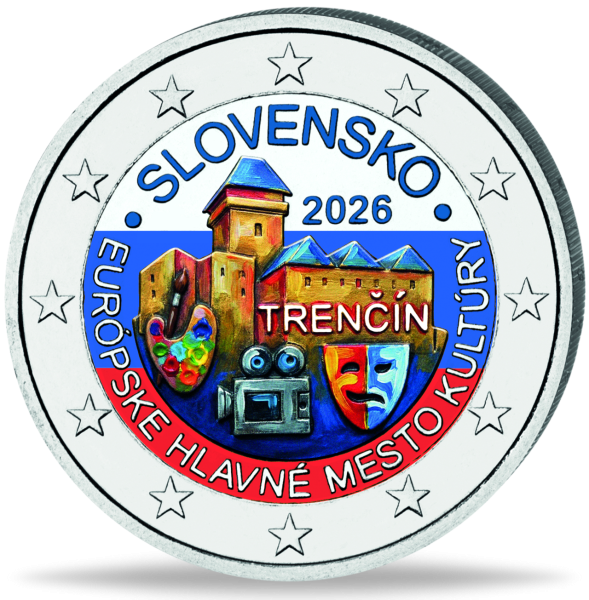 Slowakei 2 Euro Trencin - Kulturhauptstadt Europas 2026 - Münze Vorderseite
