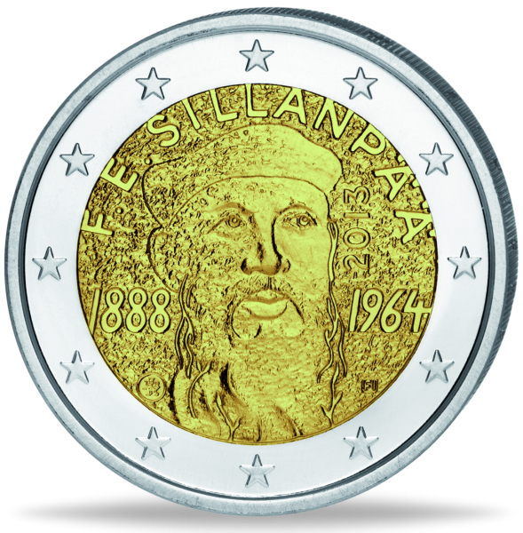 2 Euro „125. Geburtstag von Frans Eemil Sillanpää“ - Münze Vorderseite