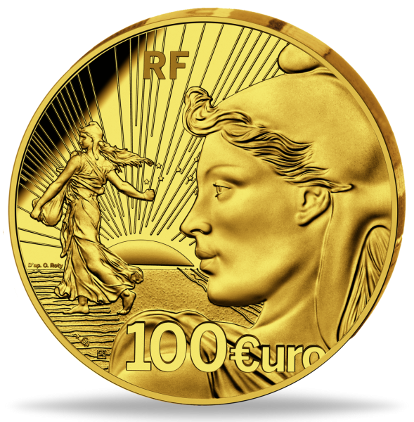100 Euro Saeerin 20 Jahre Euro 1 2oz Gold - Münze Vorderseite