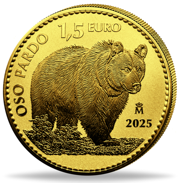 Spanien, 1,5 Euro Braunbär, 2025, 1 oz Gold, st - Münze Vorderseite