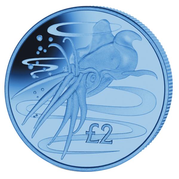 2 Pfund Tintenfisch Blau Titan - Vorderseite Münze