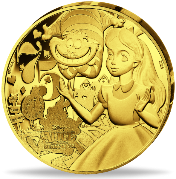 50 Euro Alice im Wunderland, 2026, Gold, PP - Münze Vorderseite