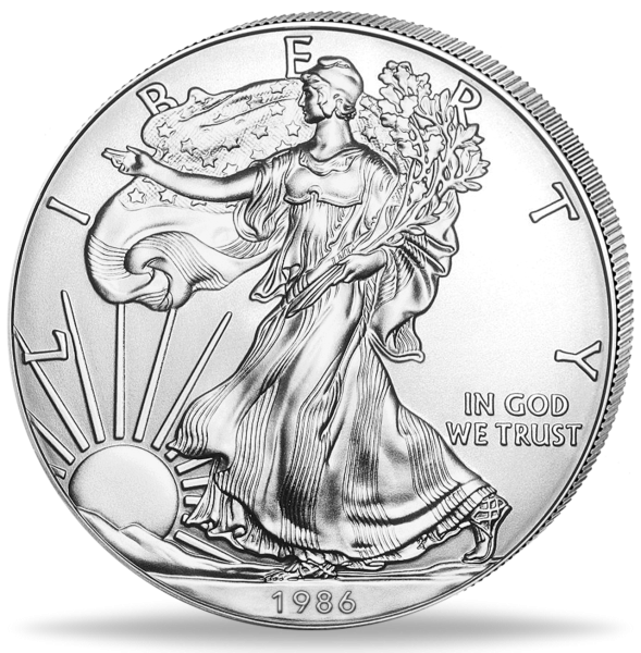 1 US Dollar Silver Eagle 1986 - 1 Unze Silber  -Münze Vorderseite