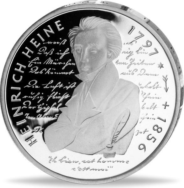10 Deutsche Mark Heinrich Heine - Vorderseite BRD Silbermünze