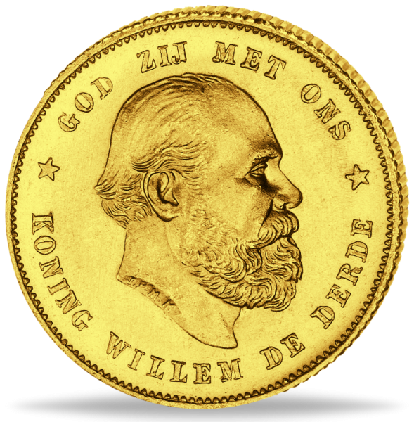 Königreich der Niederlande, 10 Gulden 1875 König Wilhelm III - Münze Vorderseite