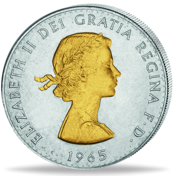 Großbritannien, 1 Crown 1965, Elisabeth II. - Goldveredelung - Münze Vorderseite
