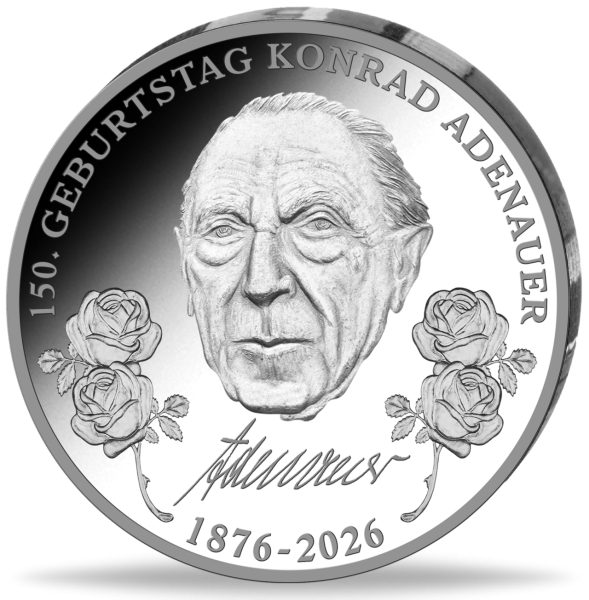 Gedenkprägung zu 2 Euro 150. Geb. Konrad Adenauer, 2026, bfr. - GP Vorderseite