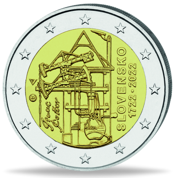 2 Euro Dampfmaschine Slowakei - Vorderseite Münze