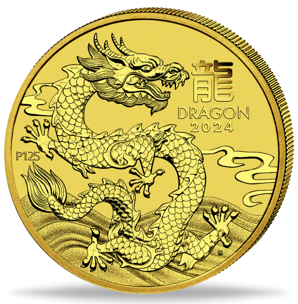 25 $ Jahr des Drachen 1/4 oz - Münze Vorderseite
