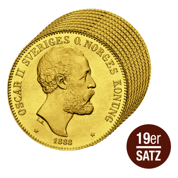 19 x 20 Schwedische Kronen Oskar II. - Satzbild