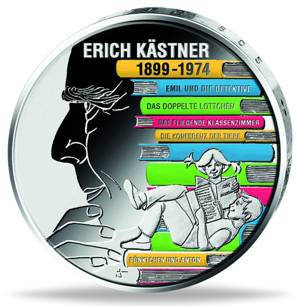 20 Euro Erich Kästner, 2024, Stilber, st, Farbappli. - Münze Vorderseite