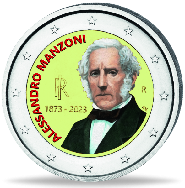 2 E Alessandro Manzoni Farbapp - Münze Vorderseite