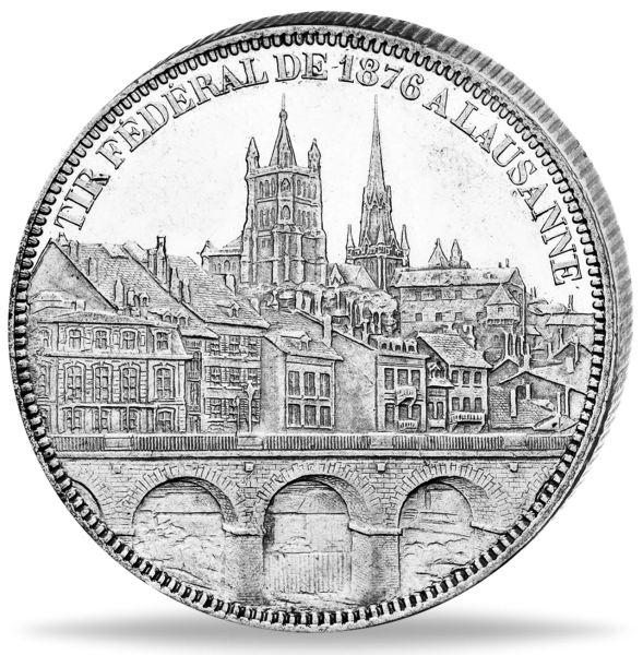 5 Schweizer Franken - Silber - 1876, Schützenthaler Lausanne - Münze Vorderseite