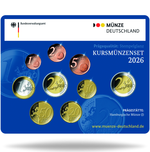 5,88 Euro Kursmünzensatz 2026 Bundesrepublik Deutschland - Präsentationskarte Vo