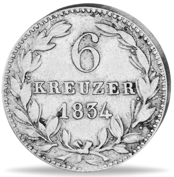 6 Kreuzer Wilhelm I. - Münze Vorderseite