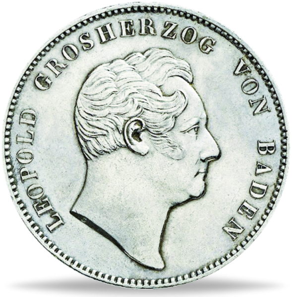 Doppeltaler 1845-1852, Großherzog Leopold Thun 26 - Silber - Münze Vorderseite