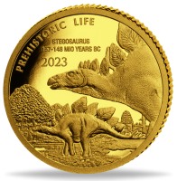 Kongo, 100 Francs 2023, Stegosaurus, Prehistoric Life, Polierte Platte - Gold