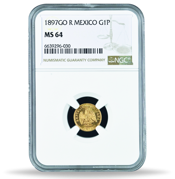 Mexiko, Peso 1897 Go, NGC MS-64 - Slab Vorderseite