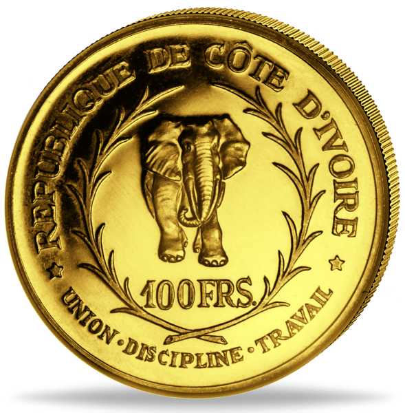 100 Francs Cote d'Ivoire Felix Houphouet-Boigny - Münze Vorderseite