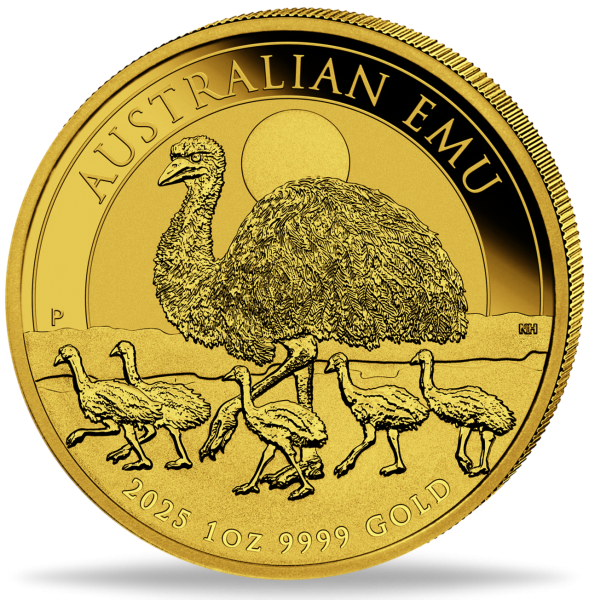 Australien 100 AUS-Dollar Emu 1 Unze Gold 2025 - Münze Vorderseite